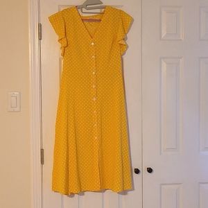 Yellow white polk a dot dress